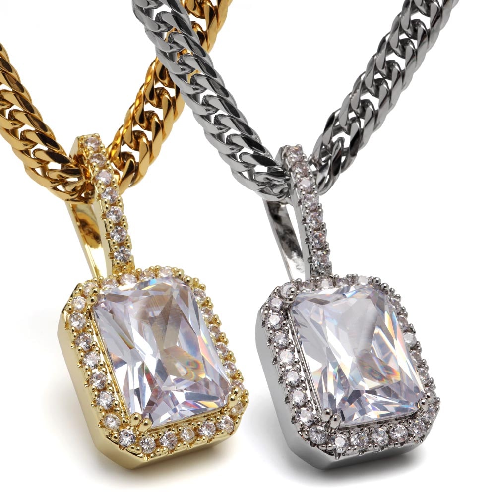 ステンレス 大粒ストーンのブリンブリンネックレス 2色 50cm 60cm [n1132]