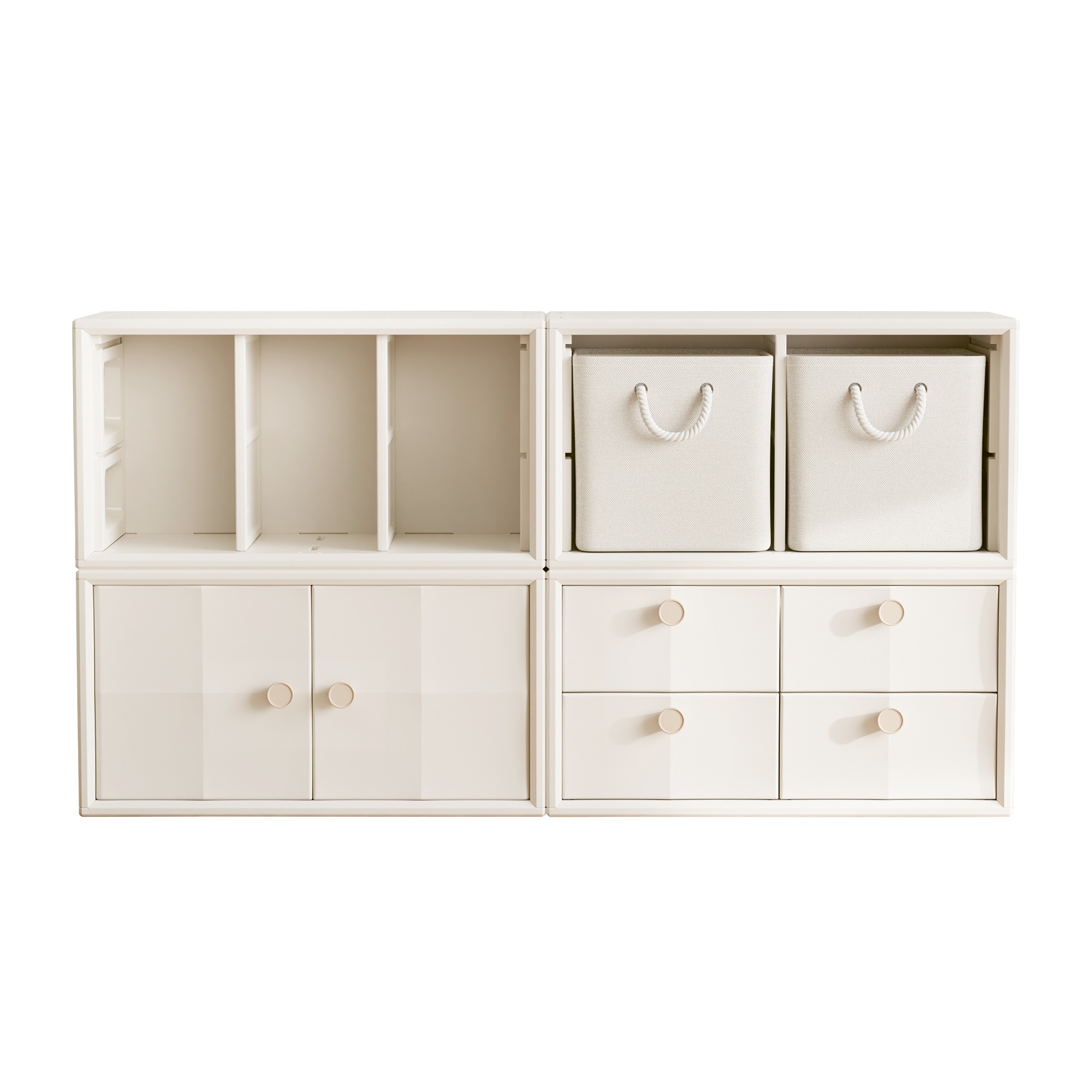 【ABCD-2梱包】積み重ね収納 収納棚 扉付き おもちゃ箱 幅74cm 前開き キャビネット カラーボックス ラック サイドボード ユニットシェルフ おもちゃ箱 組立簡単大容量収納 おもちゃ収納