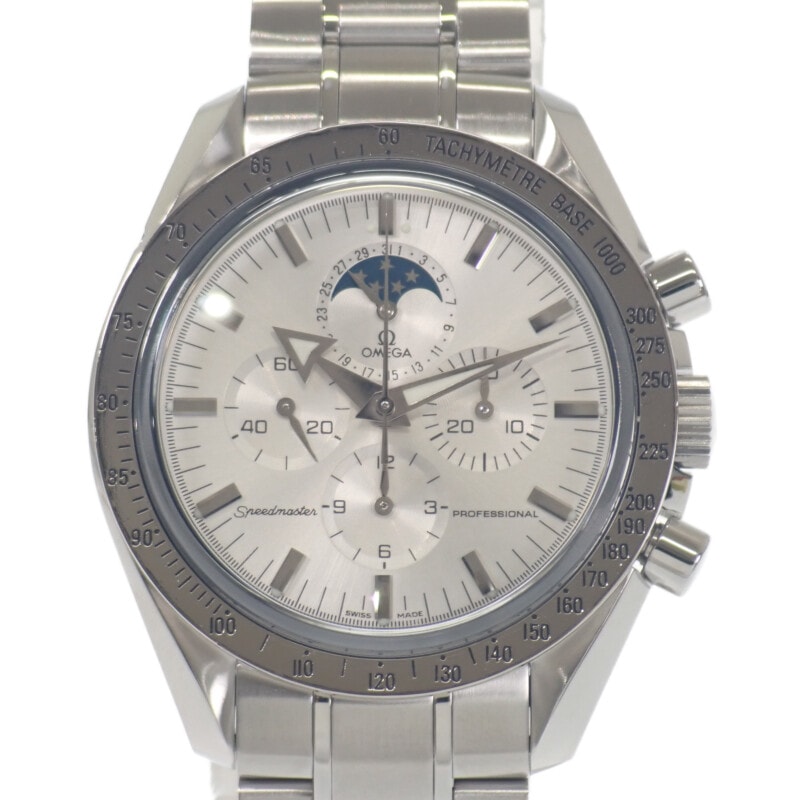 スピードマスター プロフェッショナル ムーンフェイズ 3575.30 腕時計 ステンレススチール 手巻き シルバー文字盤 メンズ【Aランク】