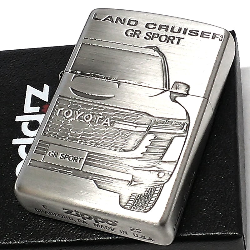 ZIPPO ライター TOYOTA ランドクルーザー GR SPORT ジッポ トヨタ全面監修 ランクル LAND CRUISER 車 シルバー 両面加工 かっこいい 彫刻 おしゃれ メンズ ギフト