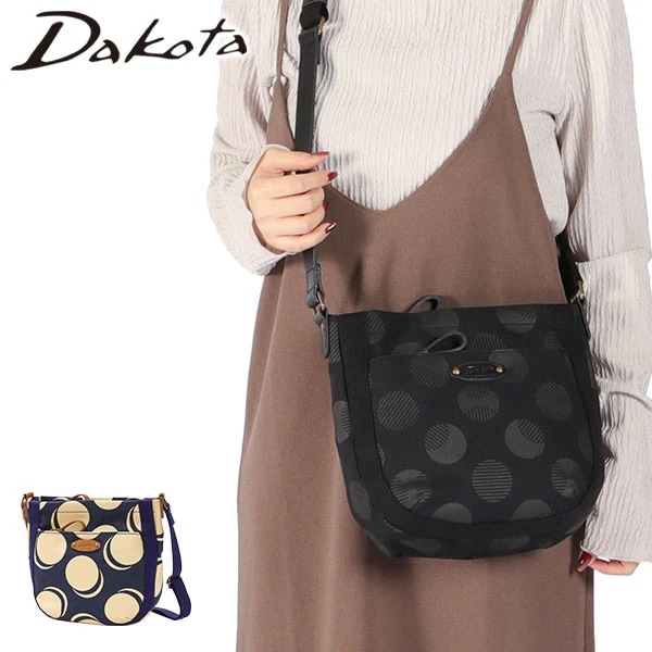 ダコタ限定ノベルティ付 ショルダーバッグ レディース 斜めがけ 帆布 ブランド 大人 キャンバス コットン 水玉 ファスナー かわいい おしゃれ カジュアル 日本製 A5 シンピット 1531742