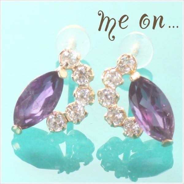 me on... K10YG アメジスト キュービックジルコニア ピアス 発送目安２-３週間