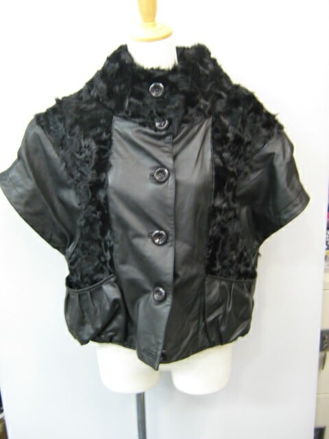 チキャンラム ファー トリミング ラム レザー ショートジャケット ナッパ加工 ブラック 送料無料 レディース ギフト プレゼント