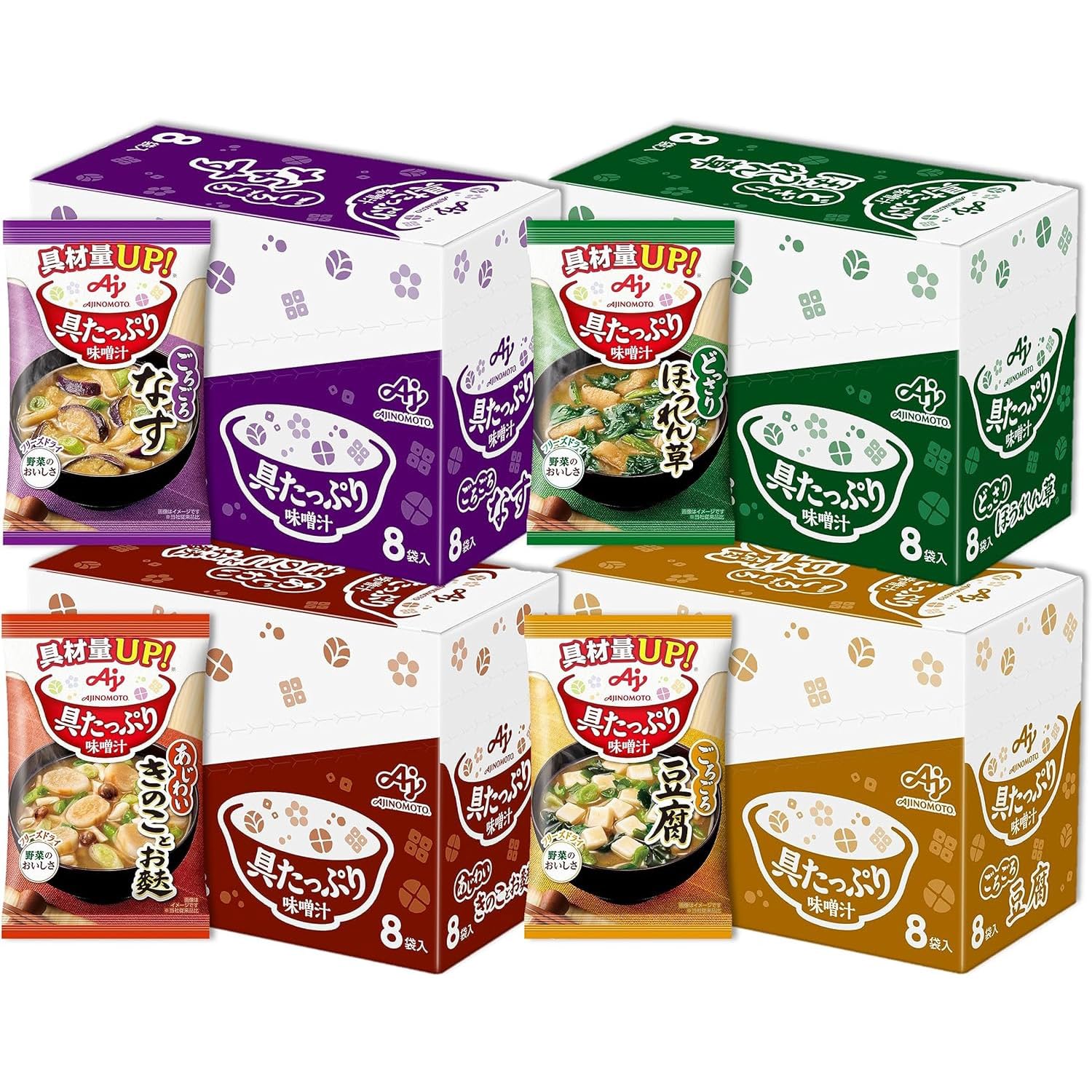 【Amazon.co.jp限定】味の素 具たっぷり味噌汁 4種32食セット フリーズドライ 即席みそ汁 インスタント 具沢山 野菜 即席