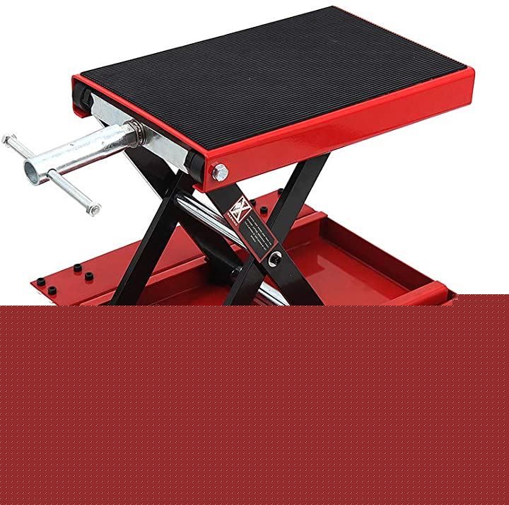 耐荷重500kg バイクジャッキ バイクリフト リフトドーリー ゴムマット付 キャスター付き( レッド)