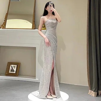 胸をつけたドレスドレス2025春のセレブ宴会派対流セクシーなフィッシュテールドレス