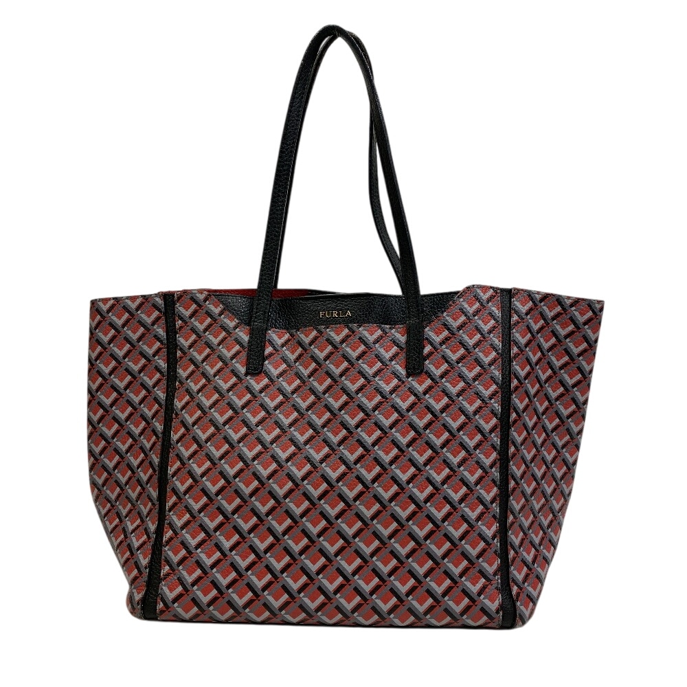 総柄 レザー トートバッグ レッド ブランド