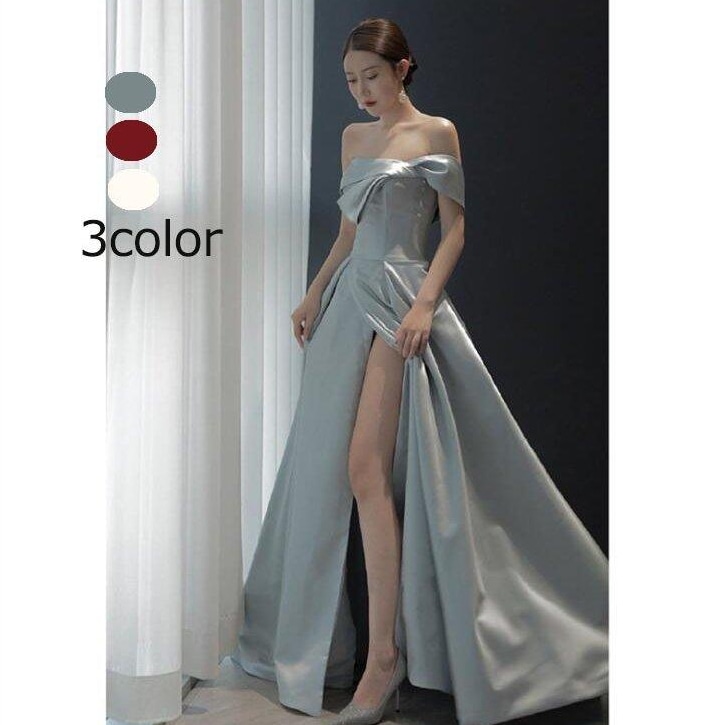 ウエディングドレス ロング丈ドレス パーティードレス オフショルダー フォーマル 結婚式ドレス 披露宴 二次会 お呼ばれ 演奏