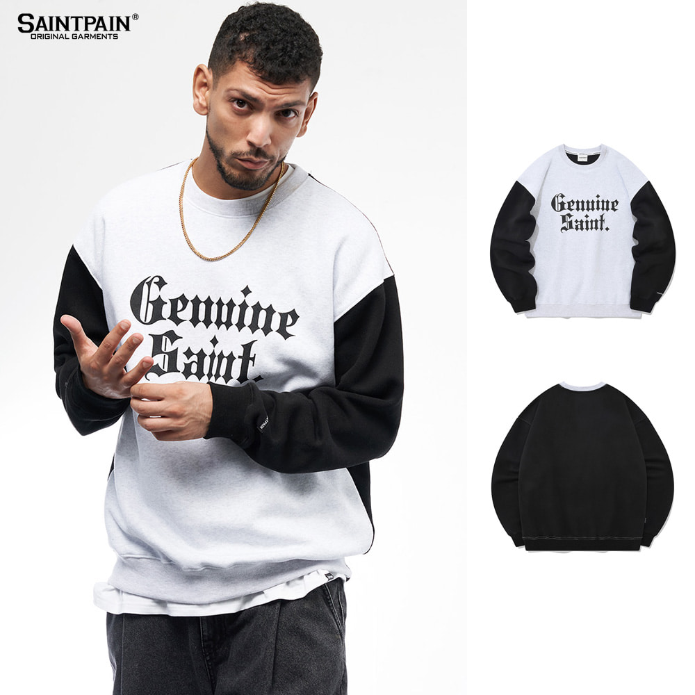 SP GENUINE SAINT CREWNECK-ASH MELANGE BLACK