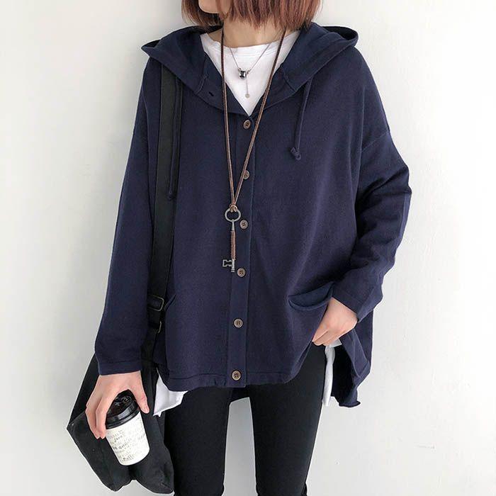 パーカーニットジャケットフード付きコートショート丈トップスセーターレディース大人暖かい柔らかい　軽量防寒シンプル無地通勤普段着着回し