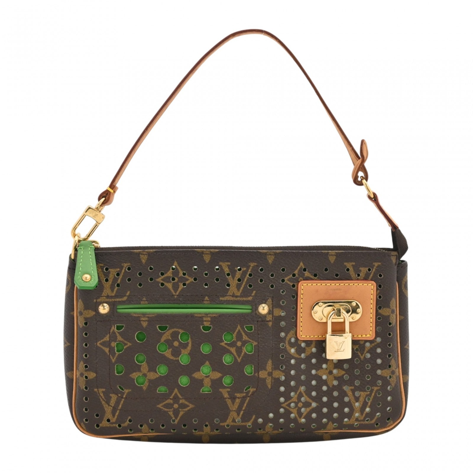 【中古】ルイヴィトン モノグラム ペルフォ ポシェット アクセソワール ハンドバッグ パンチング Aランク lv9195vv