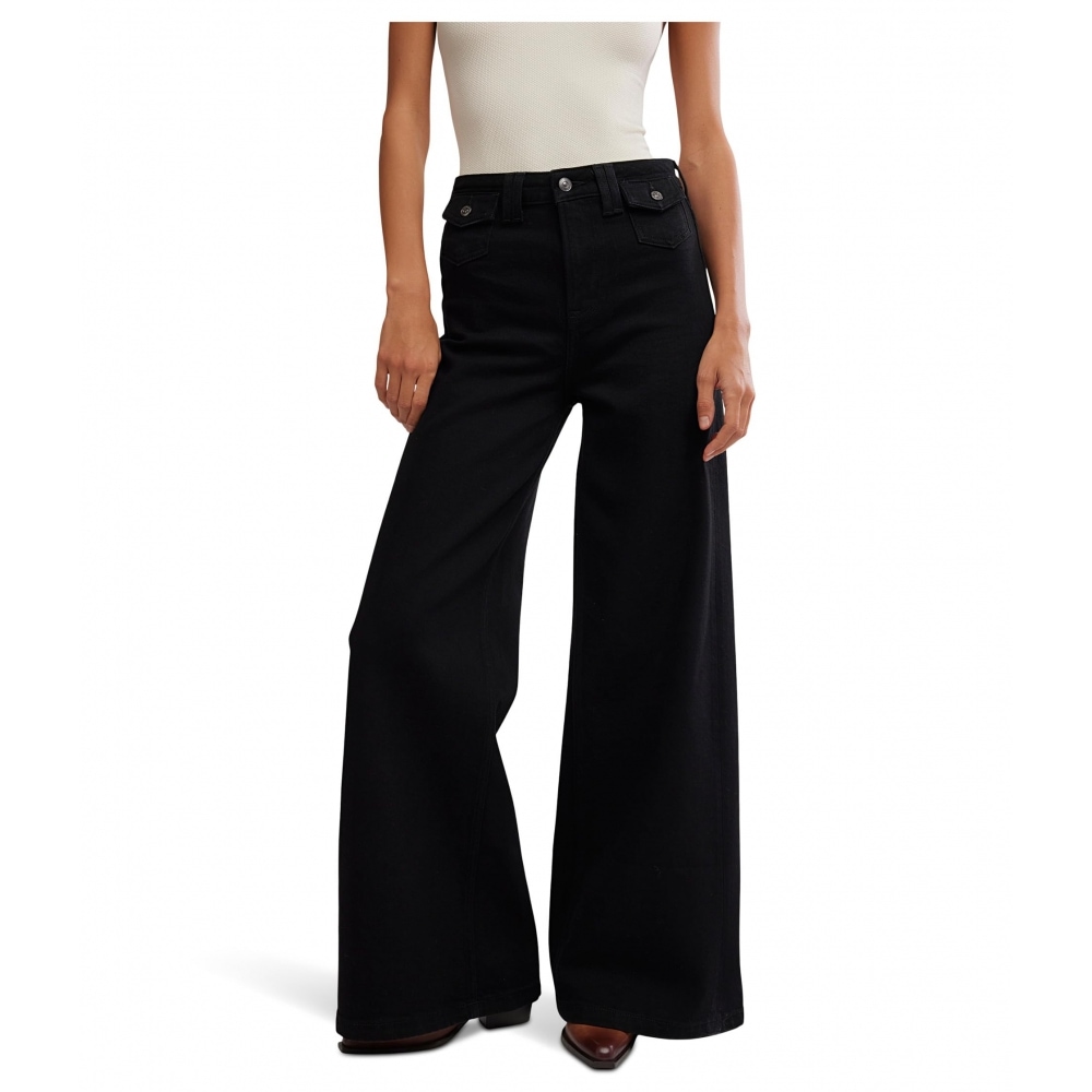 フリーピープルウィーザフリーケリーハイライズパラッツォジーンズブラックアイライナー