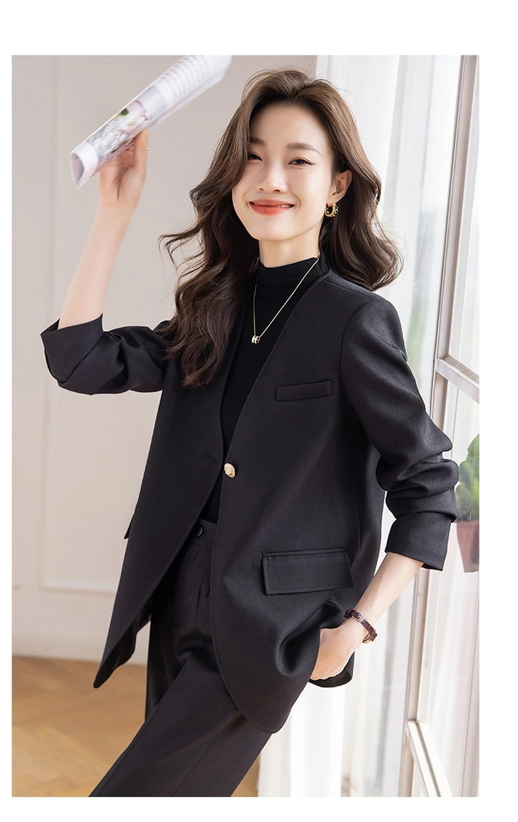 西装外套 女 春秋 Vネック カジュアル ファッション 6380