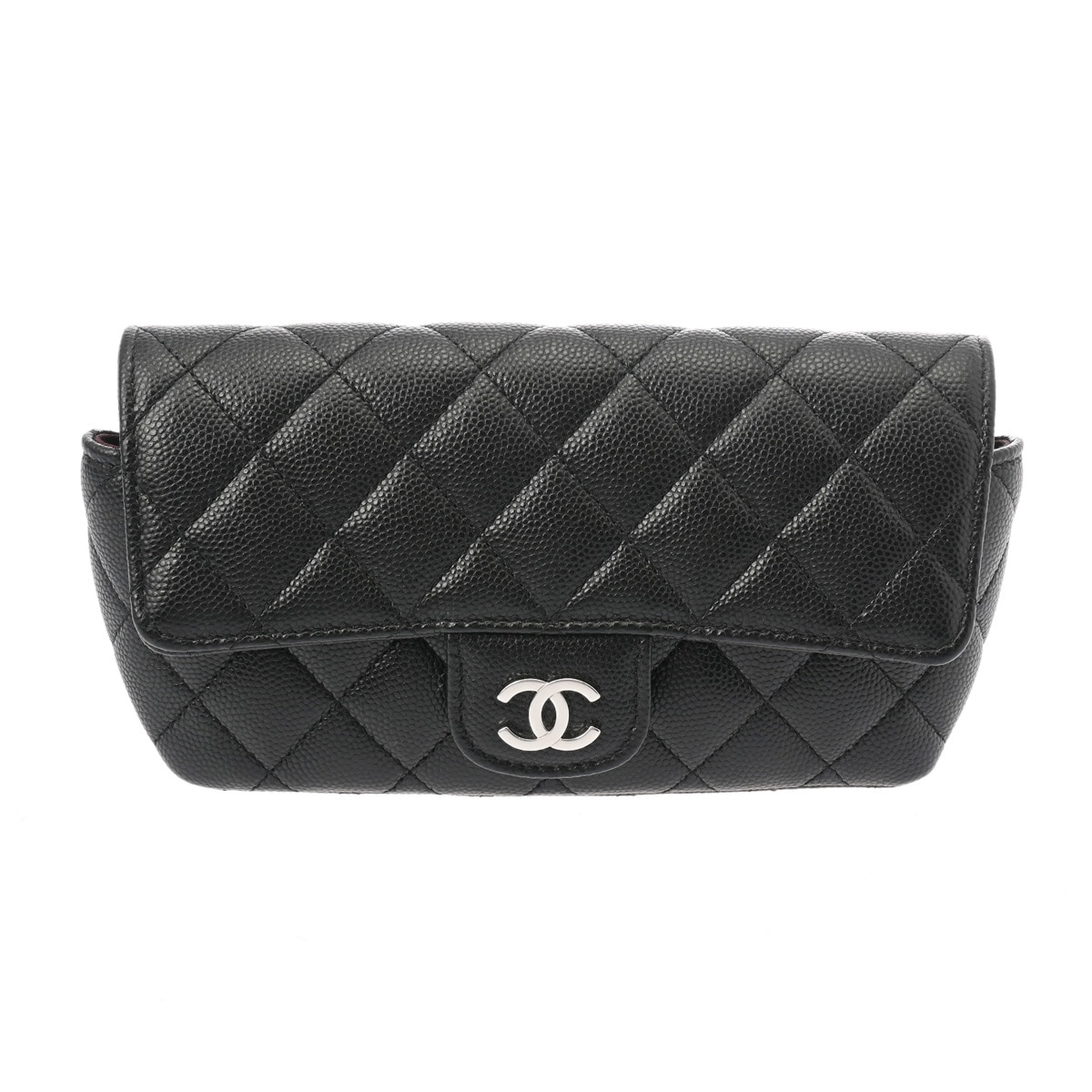 マトラッセ アイウェアケース チェーンショルダー ブラック レディース キャビアスキン ショルダーバッグ Aランク 中古 銀蔵