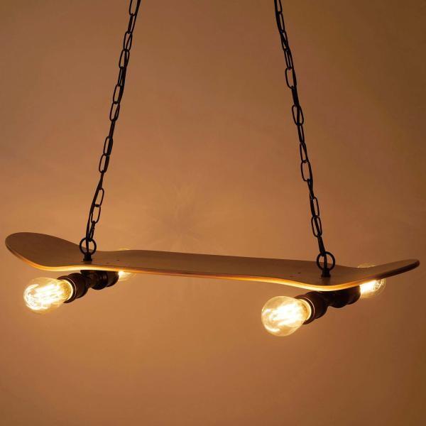 ペンダントライト 照明 ライト 4灯 LED対応 電球付き おしゃれ スケートボード