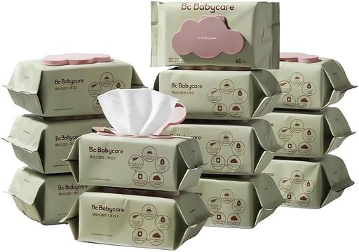 「BC BABYCARE」 おしりふき 80枚入り 12パック お尻拭き 赤ちゃん 厚手 破れにくい ウェットワイプ 手口ふき 蓋付 無添加 ウェットティッシュ 極厚 出産祝い 赤ちゃん用 ベビー用ノ