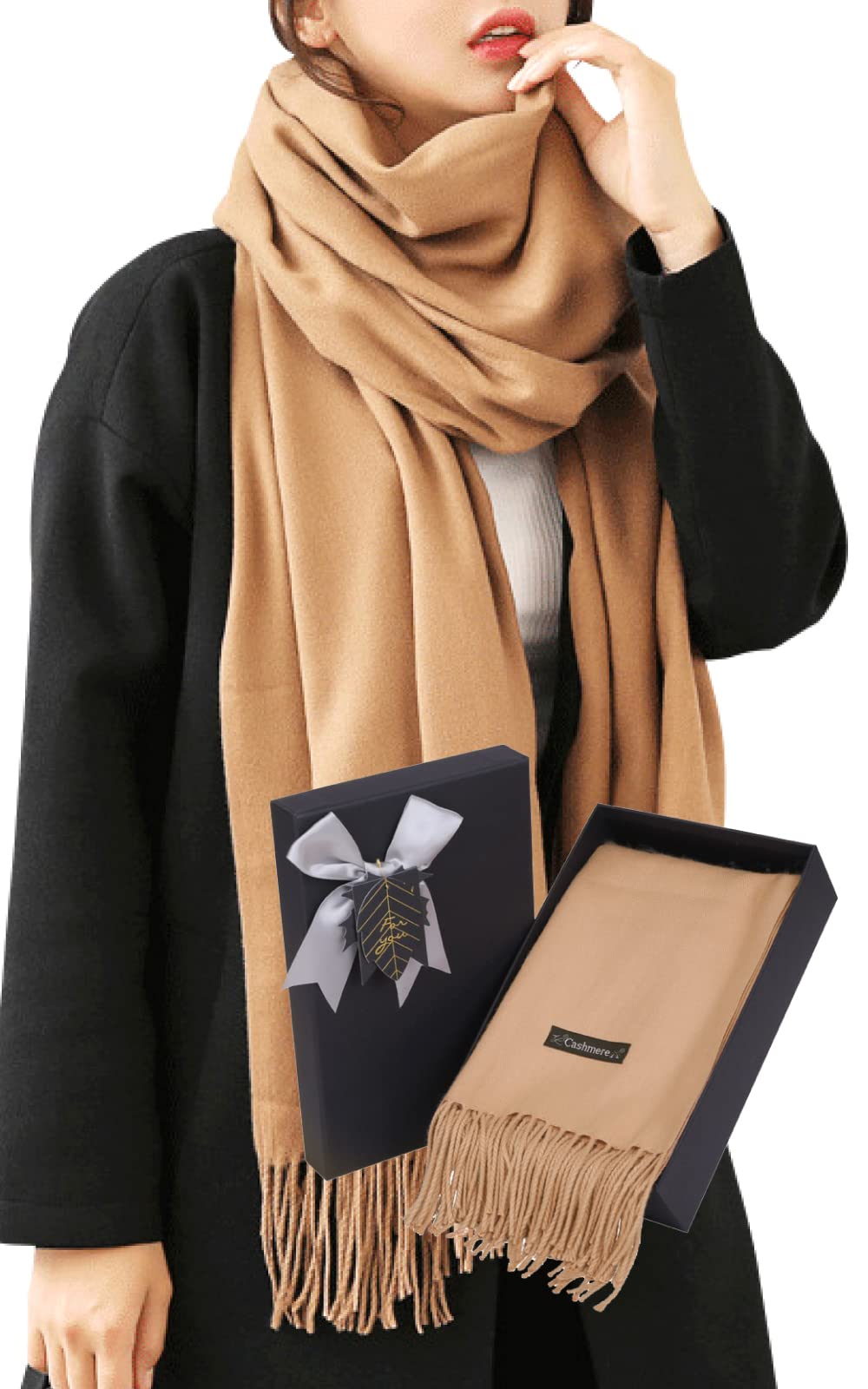 [Mamaplus] マフラー レディース クリスマスプレゼント 女性 ギフトBOX入り カシミヤタッチ 大判ストール 通勤 防寒