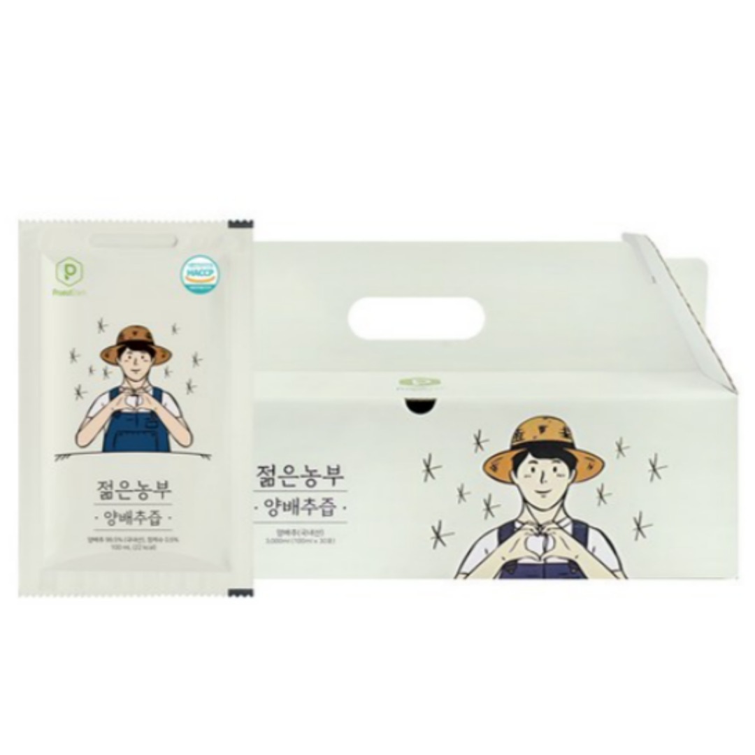 [プルッダム]韓国 若き農夫 キャベツ抽出液 100ml×30包 国産キャベツ99.5使用 無添加素材 HACCP製造 個包装 飲みやすい液状 健康補助飲料