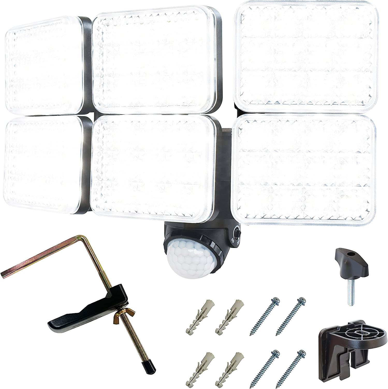 DAISHIN DLA-10T600 センサーライト 6000ルーメン 6灯式 100v コンセント ac 100v 調整 調光 駐車場 賃貸 業務用 調整 取付ブラケット 配管 電池 電池式 停電