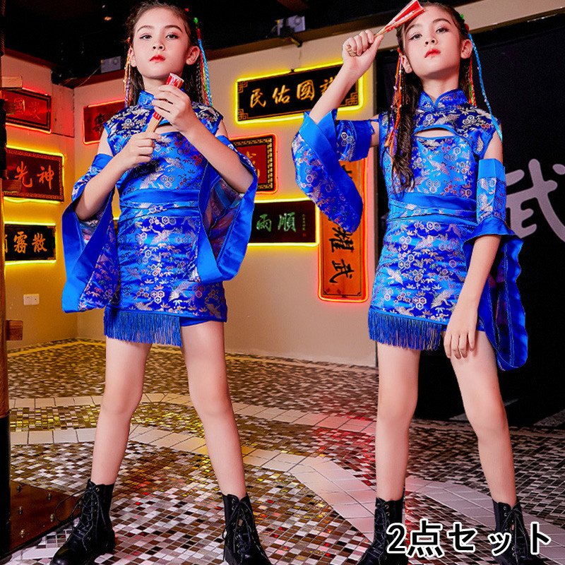 キッズダンス衣装 ヒップホップ 2点セットアップ HIPHOP 長袖 シャン パンツ 女の子 子供服 ジャズダンス ステージ衣装a34