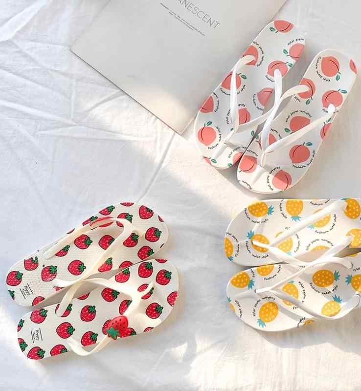 ビーチ サンダル レディース 夏 プール レジャー 海水浴 シューズ 靴 フルーツ フラット スリッパ かわいい