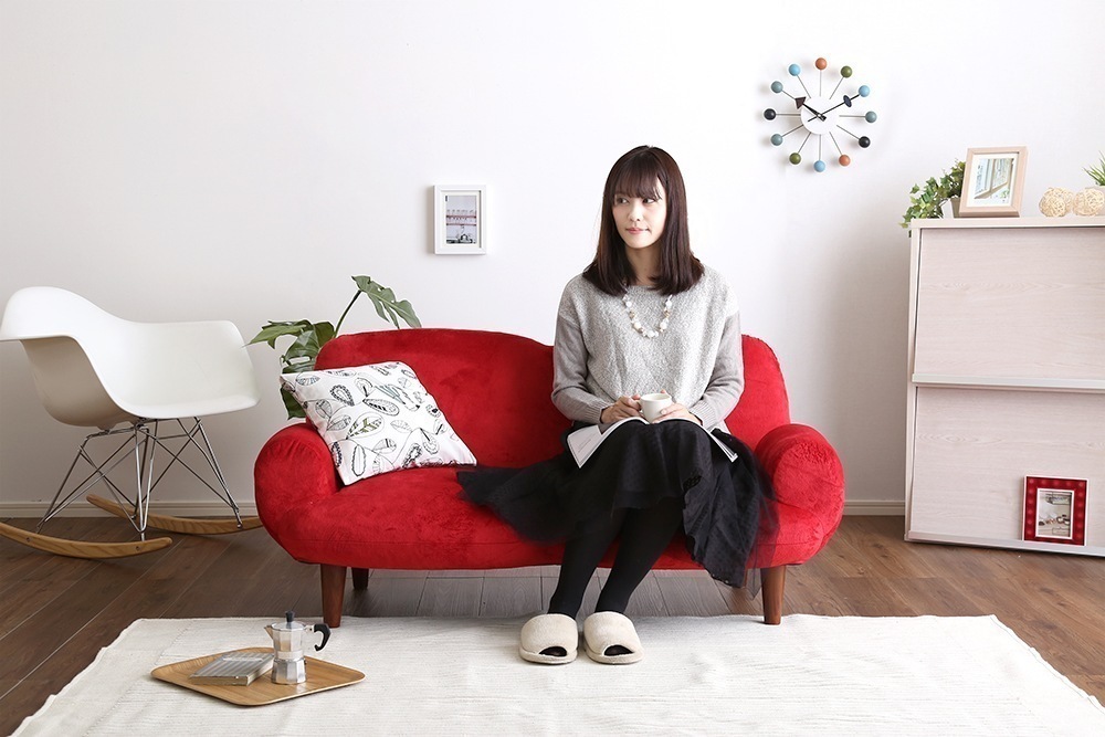 ソファ 2人掛け かわいい 日本製 リクライニング ポケットコイル 起毛ファブリックシート 完成品 ソファー 二人掛け 二人用 2人用