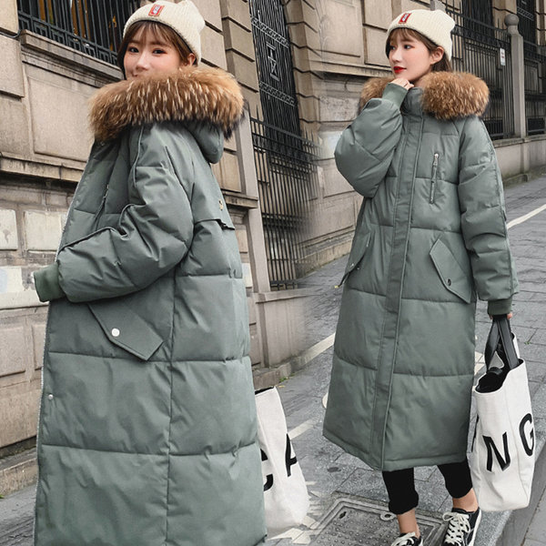 アイルランド オーバーフィット デザイン レディース フード ロング ダウン ジャンパー