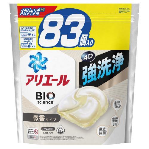 アリエール ジェルボール4D 微香タイプ つめかえ用 メガジャンボサイズ 83個入り