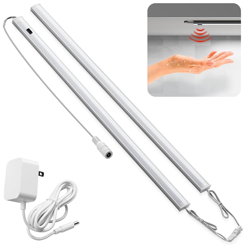 AuyiHomu LEDバーライト キッチンライト タッチレス 調光 マグネット 連結可能 40cm 12V 間接照明 明るい 薄型 スリム 工事不要 棚下/台所/洗面所/パソコン照明/読書(昼光色/