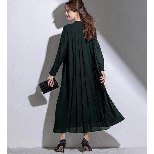 [最安値挑戦]！バックプリーツワンピース レディース 夏 ワンピース M-3L