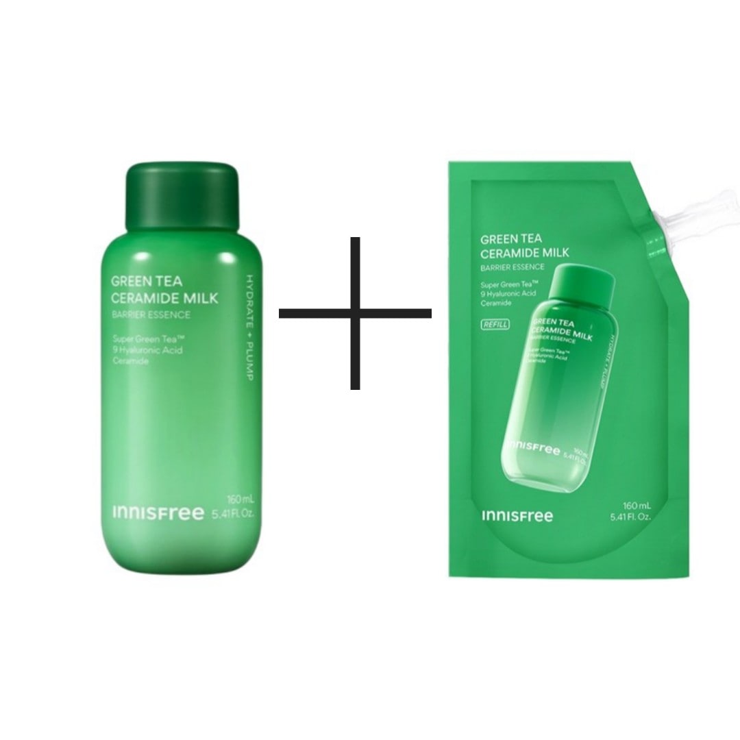 [グリーンティー セラミド ミルク エッセンス] 本品160ml+詰め替え160ml韓国コスメ 保湿美容液 敏感肌用 乳液タイプ