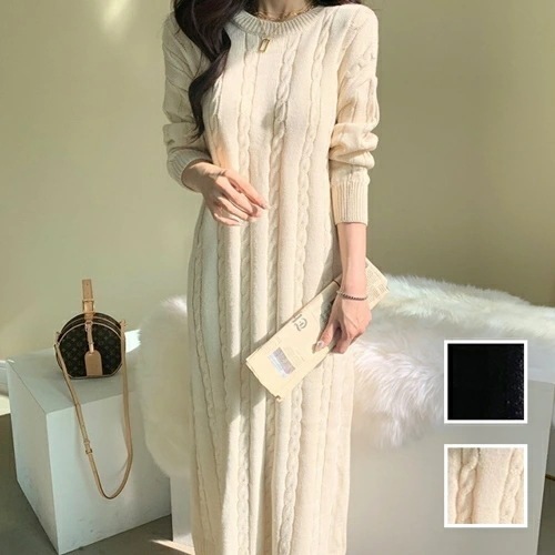 ワンピース カジュアル ロング マキシ丈ワンピ 韓国 ファッション レディース 春 秋 冬 カジュアル コーデ シンプル 定番 セレカジ 20代 30代 40代 2025 ノーカラー ゆったり