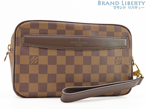 ほぼ新品ルイヴィトンダミエポシェットサンポールセカンドバッグハンドバッグクラッチバッグポーチダークブラウン