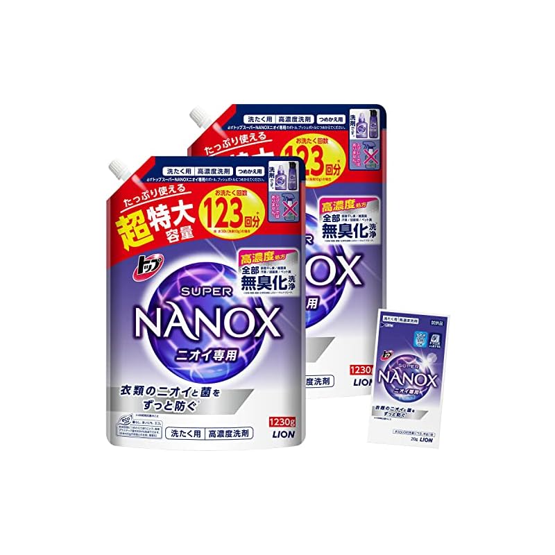 トップ ナノックス(NANOX)【まとめ買い 大容量】トップ スーパーナノックス ニオイ専用 プレミアム抗菌処方 部屋干し 洗剤 蛍光剤シリコーン無添加 高濃度 洗濯洗剤 液体 詰め替え 超特大12