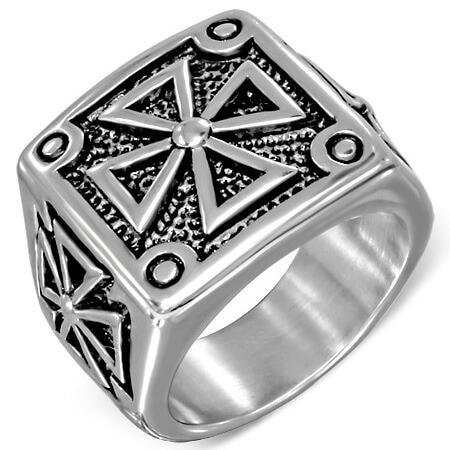 ビッグクロスステンレスリング（RMT225）指輪 28号 印台型 十字架 アイアンクロス 鉄十字 中指 サージカルステンレス316L 男性 女性 プレゼント アクセサリー r0654xxxxxxxx