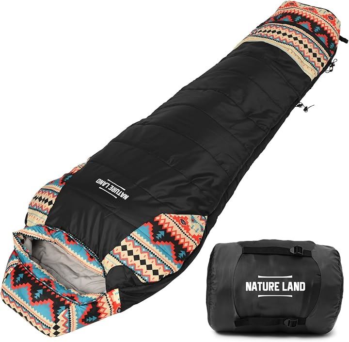 キャンプインストラクター推薦NATURE LAND 寝袋 シュラフ コンパクト 毛布生地仕様 オールシーズン アウトドア( ブラック, 1000g)