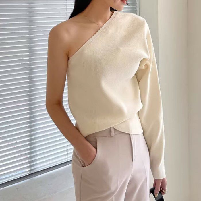 2024 AW 新作 2color ワンショルダー ニット プルオーバー