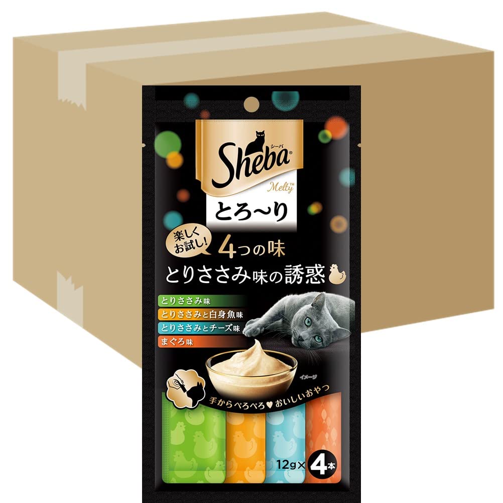 シーバ とろ～り メルティ おやつ 成猫用 ４つの味 とりささみ味の誘惑 12g×192本(1パック4本入り×48パック) キャットフード 猫 Sheba Melty 大容量 まとめ買い ケース販売