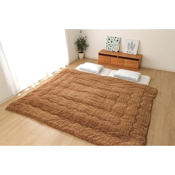 1181561020186 掛け 布団 ファミリー 対応 あったか だんらん 無地 調 ノートベージュ 約190×190cm 2人 用 メーカー直送