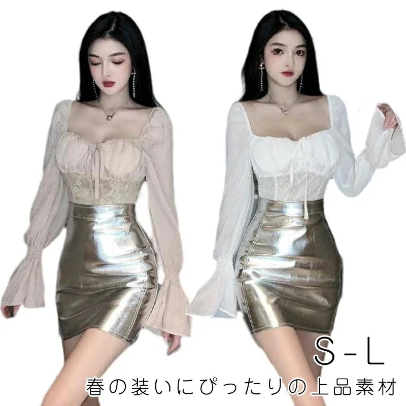 【新品登场快速出荷】スカートセット 春コーデ ハイウエスト Aライン タイトスカート 長袖トップス セットアップ 春新作 おしゃれ セクシー 体型カバー スリム パンツスカート 春ファッション 女性