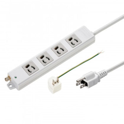 サンワサプライ 抜け止めタップ 3P 4個口 5m TAP-5431MGN2-5