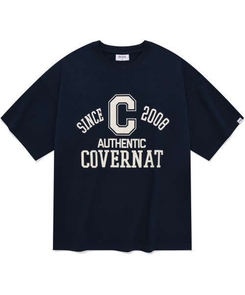 COVERNAT C ロゴアーチ Tシャツネイビー