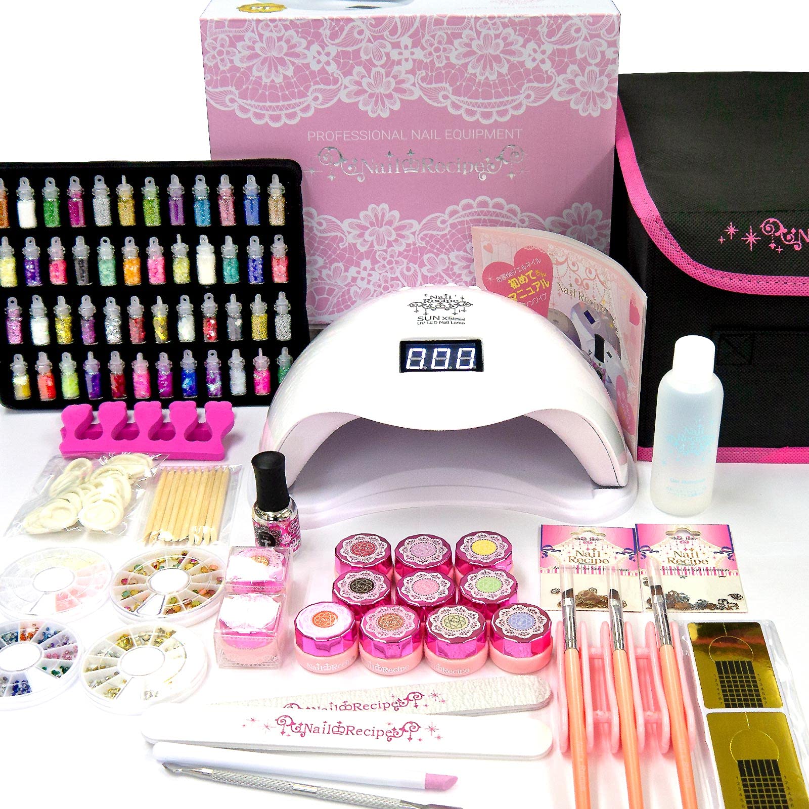 NailRecipe ジェルネイル スターターキット 道具一式付 カラー10色 LED48Wライト Bセット/ブライト色