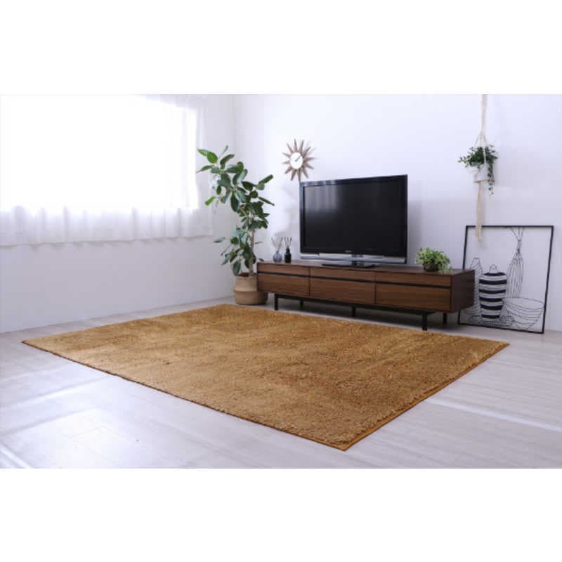 イケヒコ　洗える制菌シャギーラグ ルフォン (約200×250cm/オレンジ)