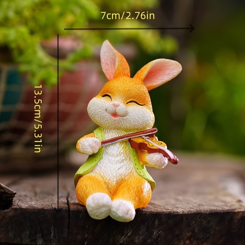 置物 オブジェ ガーデンオーナメント 屋内 室内 屋外 インテリア バイオリンを弾いているうさぎ ウサギ 玄関 リビング ダイニング 装飾 オフィス 庭 ガーデニング 装飾 ガーデン インテリア 樹脂