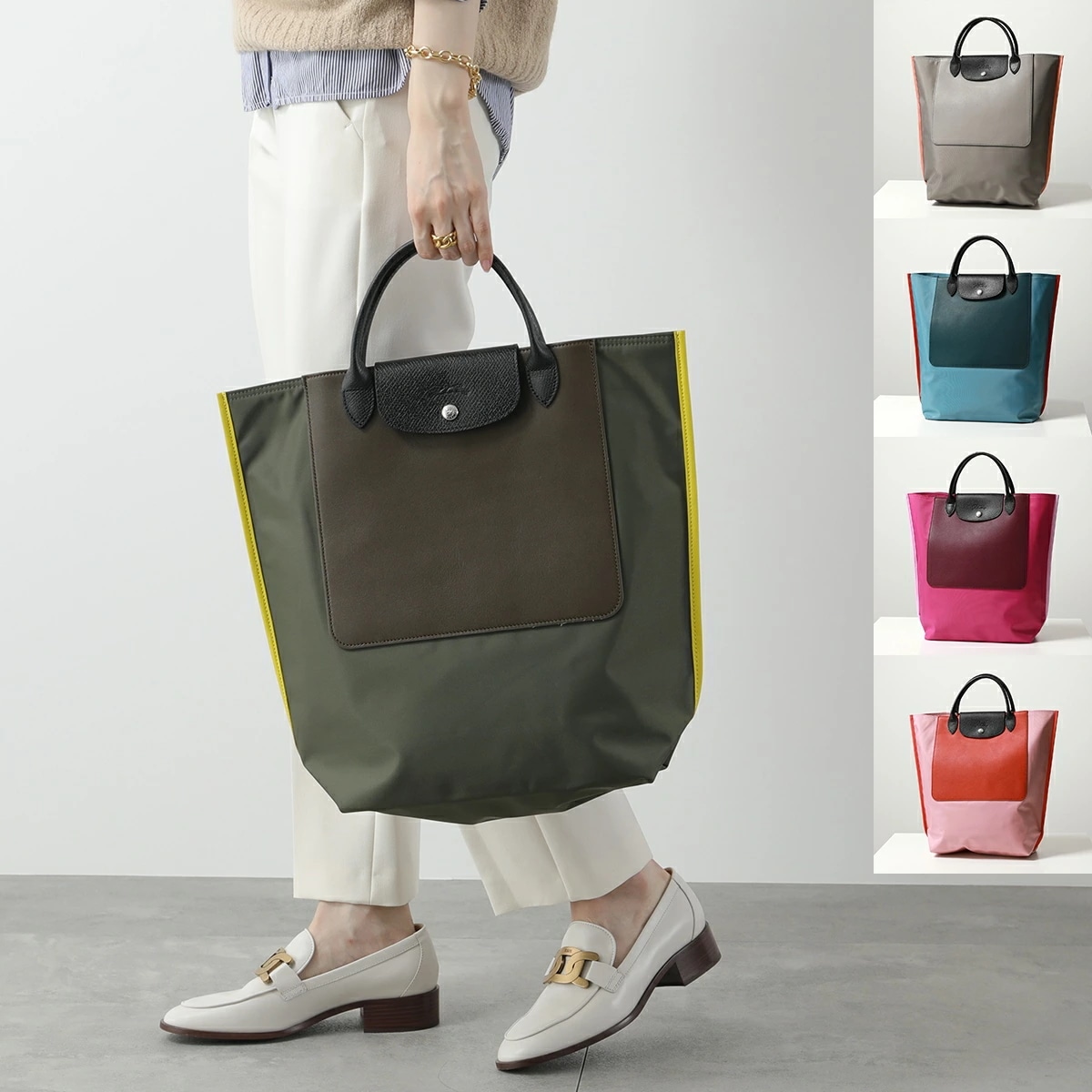 Longchamp ロンシャン トートバッグ CABAS LONGCHAMP M カバ 10264 093 レディース ショッピングバッグ ナイロン レザー 鞄 カラー5色
