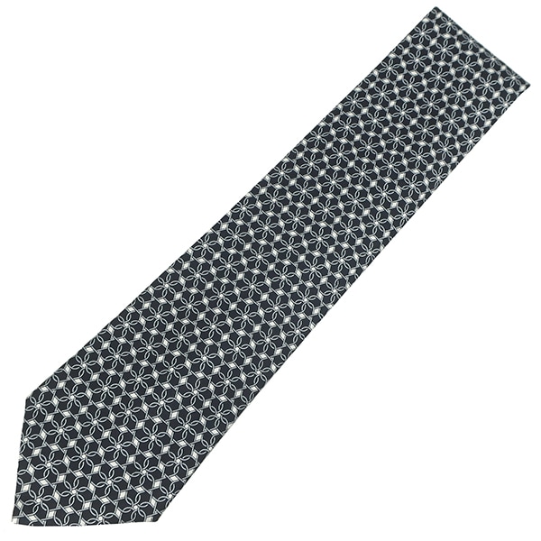 エルメス HERMES ネクタイ 小紋柄 9.5cm シルク ブラック 黒 【箱】【中古】