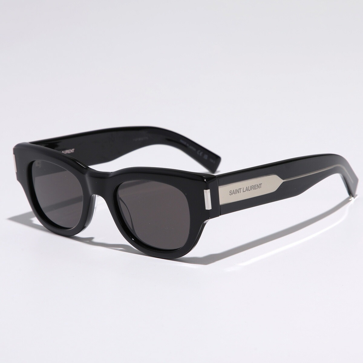 SAINT LAURENT サンローラン サングラス SL 573 メンズ キャットアイ型 セルフレーム フルリム ロゴ アイウェア 001/BLACK-CRYSTAL-GREY