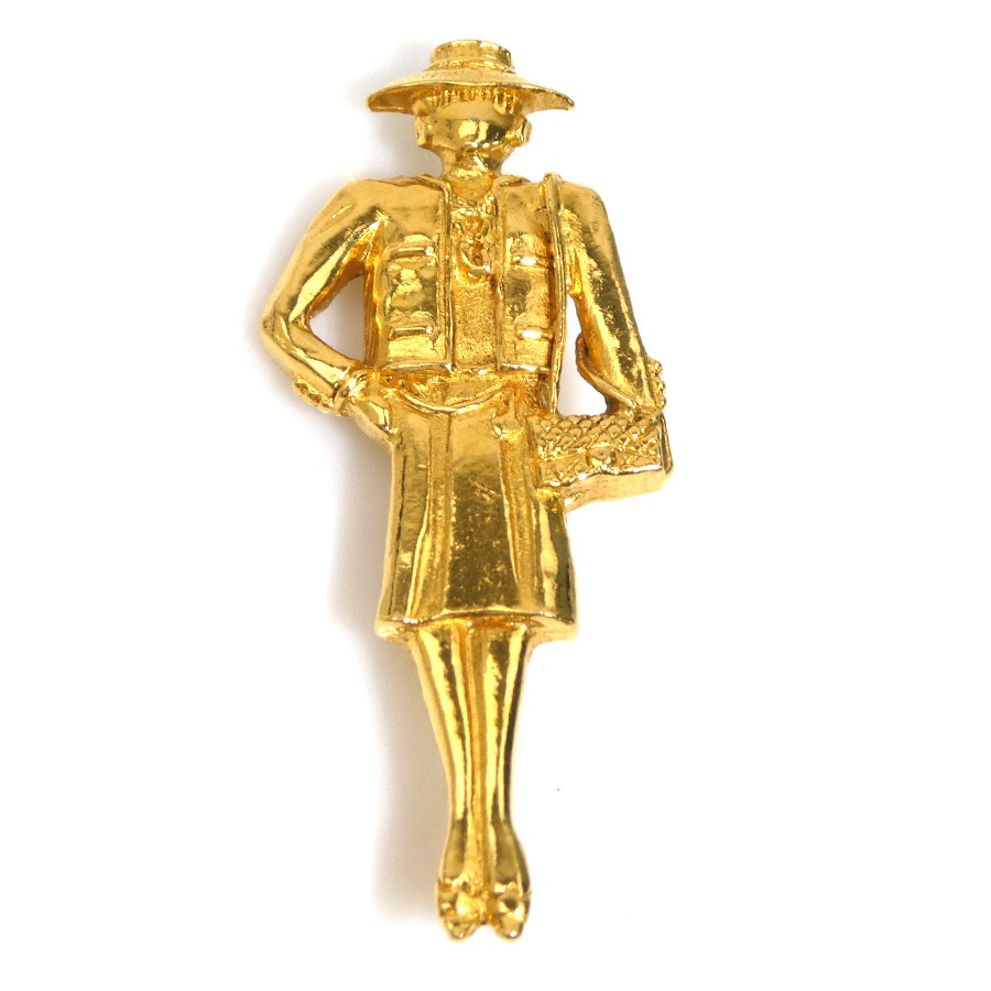 シャネル CHANEL ブローチ マドモアゼル メタル ゴールド レディース e61433g