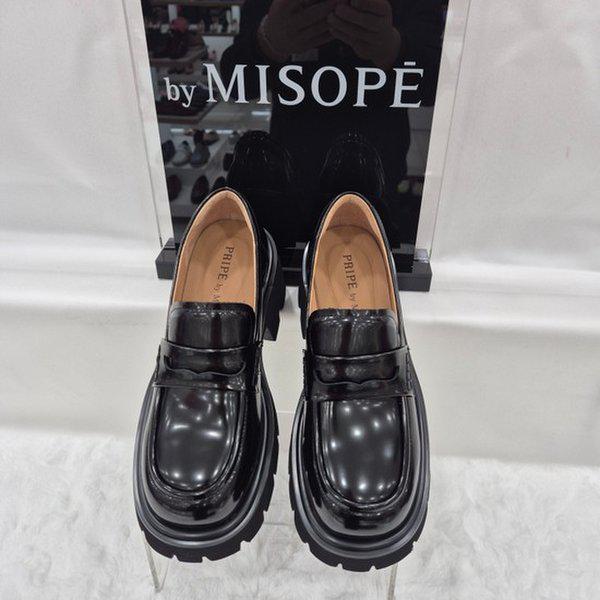 By 女性 チャンキーソール ペニーローファー 112HT419TG014 BLACK 2 JJ